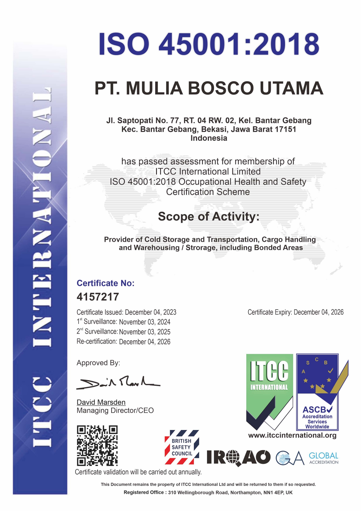ISO Certificate 45001:2018