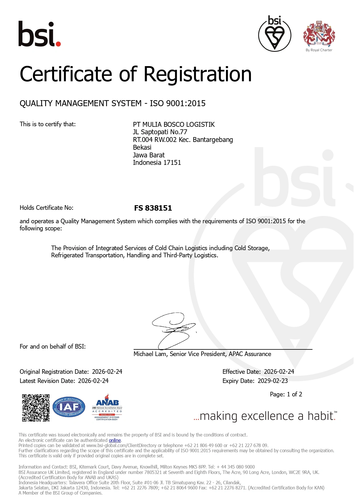Quality Management System - ISO 9001